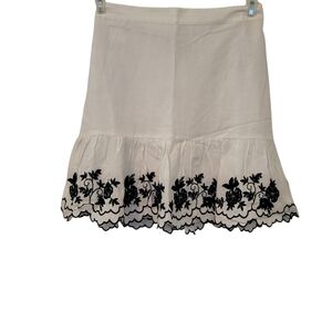 J Crew Floral Hem Mini Skirt White/Black sz XS